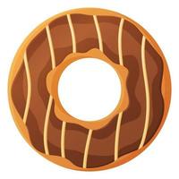 Bright doughnut with chokolate glaze and caramel No diet day symbol unhealthy food sweet fastfood sugar snack extra calories concept Stock vector illustration isolated on white background in cartoon style