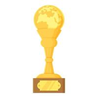 Dibujos animados ganador copa objeto trofeo dorado con corona premio éxito competencia logro felicitaciones concepto stock vector elemento aislado sobre fondo blanco en estilo plano