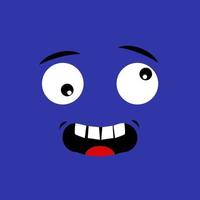 Cartoon face expression Kawaii manga doodle character with mouth and eyes crazy face emotion comic avatar isolated on blue background Emotion squared Flat design vector