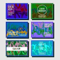 Colorful covers design set Abstract shapes holographic fluid and liquid colors trendy gradients Futuristic vector posters