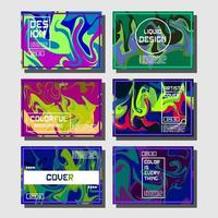 Colorful covers design set Abstract shapes holographic fluid and liquid colors trendy gradients Futuristic vector posters