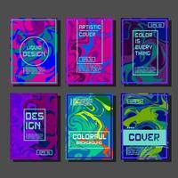 Colorful covers design set Abstract shapes holographic fluid and liquid colors trendy gradients Futuristic vector posters
