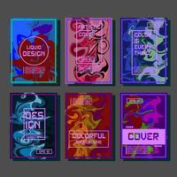 Colorful covers design set Abstract shapes holographic fluid and liquid colors trendy gradients Futuristic vector posters