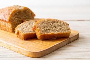 Homemade banana bread sliced photo