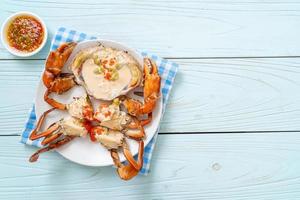 Steamed egg crab with fresh milk photo