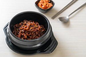 Korean black spaghetti or instant noodle with roasted chajung sauce photo