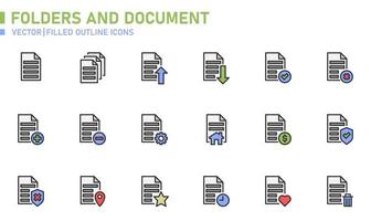 Folders and Document Filled Outline Icon vector