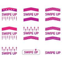 Swipe up icons set in pink color vector