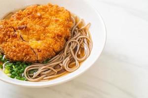 Soba ramen noodle with Japanese fried pork cutlet photo