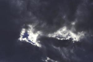 Timerary clouds with clear gleams in the sky photo