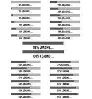 loading bar diagrams from 0 to 100 percent vector