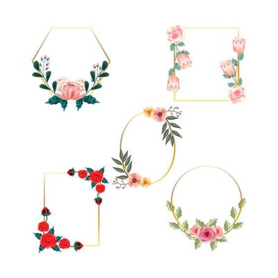 Cute and beautiful floral frame with realistic flowers