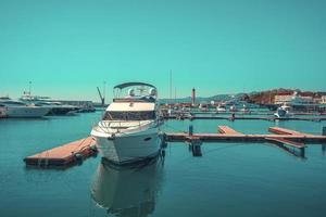 Urban landscape with views of the sea station and yachts photo