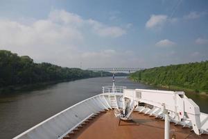 Cruise ship sailing through Kiel canal in Germany photo