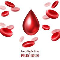 cartel de donante de sangre realista vector