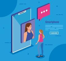 women performing video call vector