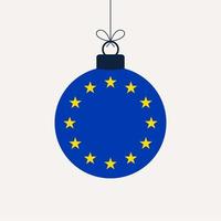 bola de navidad año nuevo con la bandera de la unión europea vector