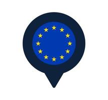 european union flag and map pointer icon vector