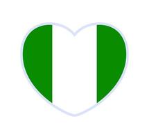 bandera de nigeria en forma de corazón vector