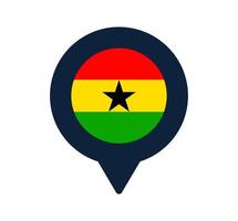 ghana flag and map pointer icon vector