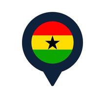 icono de puntero de mapa y bandera de ghana vector