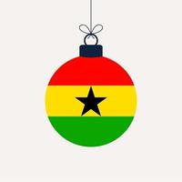 Christmas new year ball with ghana flag vector