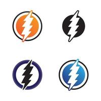 logotipo y símbolos del icono del relámpago del vector eléctrico