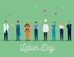 labor day poster with people of different occupation vector