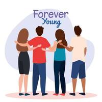 feliz día de la juventud, los adolescentes se agrupan para la celebración del día de la juventud vector