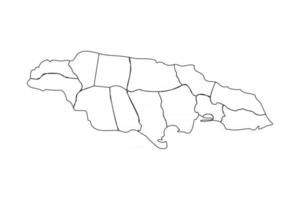 Doodle Map of Jamaica With States vector