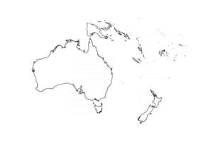 Doodle mapa de Oceanía con países vector