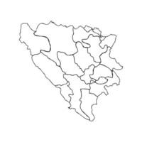 Doodle mapa de bosnia y herzegovina con estados vector