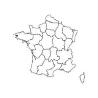 Doodle mapa de Francia con estados vector
