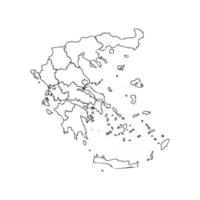 Doodle mapa de Grecia con estados vector