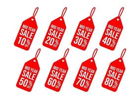 Set of mid year sale tag vector