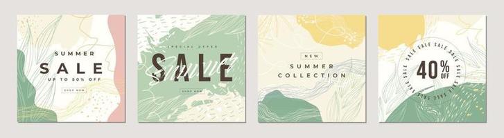 Special offer Summer sale banner set Special offers and promotion square banner template vector