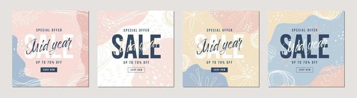 Special offer Mid year sale banner set Special offers and promotion square banner template vector