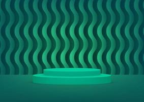 Empty podium studio green background for product display with copy space vector