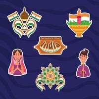 India Independence Day Stickers vector