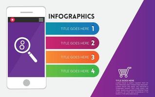 Infographic template free vector with mobile illustration design