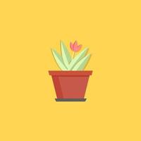 potted plant with flower free vector illustration design