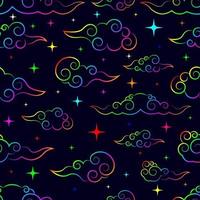 Colorful Clouds and Stars Seamless Pattern vector