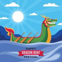 feliz festival del barco del dragón vector
