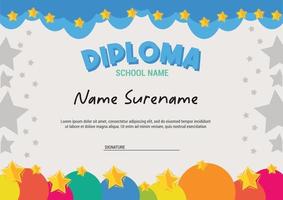 Diploma template for kids with stars and colorfull sky abstract stars background vector