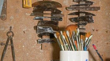 Brushes and Working Instruments in Ceramic Workshop Studio video