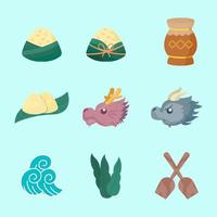 Dragon Boat Festival Icon Set vector