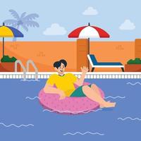 Man Swimming in the Summer Vacation vector