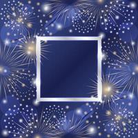 Fireworks Background with Silver Frame