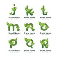 Green alphabet letter pack logo design template vector