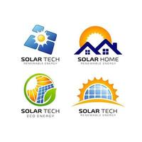 Sun solar energy logo design template vector